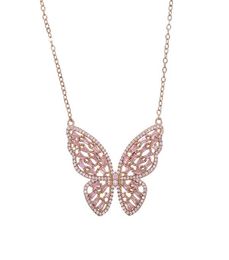 butterfly micro paved cubic zircon pendant necklaces Rose Gold Pink cz butterfly Charm brilliant chokers for women jewelry3335059