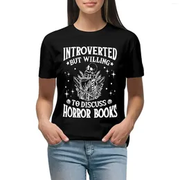 Women's Polos Introverted But Willing To Discuss Horror Books / Skeleton Love Reading Book Shirt Halloween T-shirt