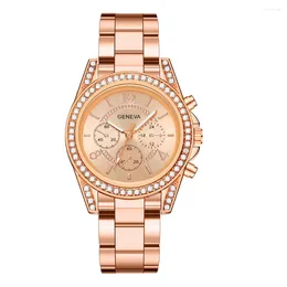 Wristwatches Fashion Women Geneva Watches Luxury Stainless Steel Rhinestone Clock Gift Zegarek Damski