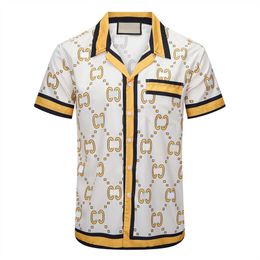 Summer men's T-shirt Designer printed letter button up Cardigan Casual loose version polo short sleeve Hawaiian lapel Fashion men swimming series beach shirt M-3XL &30