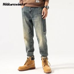 Men's Jeans American Vintage Men Autumn Winter Heavy Washed Denim Pants Casual Straight Mid-waist Pure Cotton Trousers