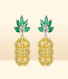 YHAMNI NEW Yellow Crystal Fruit Pineapple Earrings Bridal Large Drop Earrings Natural Crystal Jewellery For Women E44556925798