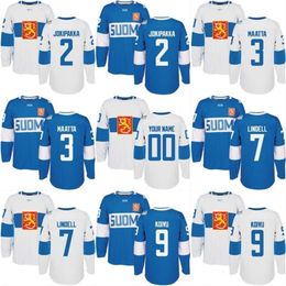 CeoMitNess 2016 World Cup of Hockey Finland Team Jersey 2 Jyrki Jokipakka 3 Olli Maatta 7 Esa Lindell 9 Mikko Koivu Custom Hockey Jerseys