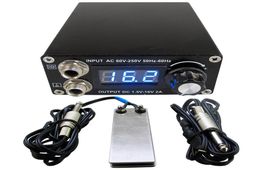 Professional Digital Dual Black Tattoo Power Supply Kit With 1pcs Foot Pedal Switch 1pcs Clip Cord 6597679