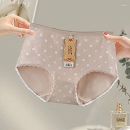 Women's Panties Women Mid-waist Underwear Cotton Bottom Lace Skin-friendly Pants Soft Comfortable Briefs Polka Dot Printed Girl Shorts