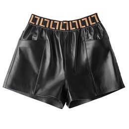 Leather Shorts Men Women Embroidered Drawstring Elastic Waist Breeches Short Skirts Womens Elegant Women's Sexy Club Party Skirt Female Asian size S L