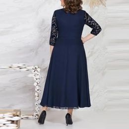 Plus Size Evening Dress HighWaist ALine Embroidery Lace Chiffon Flowy Hem Patchwork Long 240430