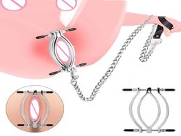 Chained Labia Clips Vaginal Adult Toys Spreader Metal BDSM Clitoris Clamps Slave Women Sex Toys Bondage Set Torture Play6172871