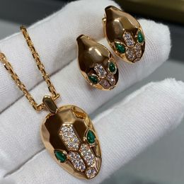 Brincos de colar turquesa de cobra de serpente para mulher de alta qualidade de jóia de jóias de alta qualidade, bone de diamante clássico estilista de marca de estilo de marca de marca requintada 007
