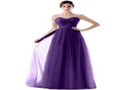 Custom Made 2021 Formal Bridesmaid Dresses Sweetheart Strapless Backless Pleats Tulle Lavender Long Floor Length Junior Bridesmaid5273574