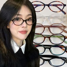 Sunglasses Y2K Women Retro Oval Anti-Blue Light Glasses Sweet Cool Girl Black White Eye Vintage Simple Plain Eyewear