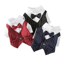 Gentleman Dog Clothes Wedding Suit Formal Shirt For Small Dogs Bowtie Tuxedo Pet Outfit Halloween Christmas Costume For Cats4915995