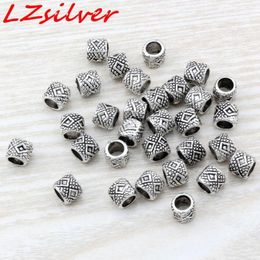 MIC 300Pcs Antique Silver zinc alloy Beaded Drum Spacer Beads 7x6mm DIY Jewellery D61159909