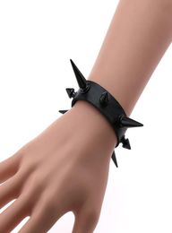 Punk Gothic Rock Cuspidal Spikes Rivet Stud Wide Leather Wristbands Bangle For Women Men Fashion Unisex Jewelry Charm Bracelet Bra2441630