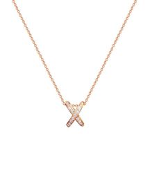 Pendant Necklaces Fashion Crystal Zircon Letter X Necklace For Women Dainty Wedding Jewelry Real Gold White Rose Plated GiftsPenda6644086
