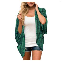 Loose Cover Up Blouse Top Women Floral Print Cardigan Short Sleeve Summer Swim Beach Wear Bathing Suit For Fine Womens