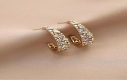 Stud Rhinestone Geometric Earrings For Women 2021 Autumn Winter Style Round Ear Rings Zircon S925 Needle Earing Party11823602