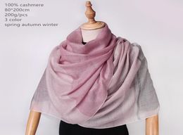 Scarves Naizaiga 100 Cashmere 80200cm Striped Yarndyed Pink Light Blue Beige Grey Women Winter Scarf SN2121920397