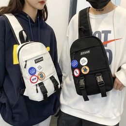 Shoulder Bags Student Canvas Chest Bag 2024 Korean Sports Messenger Women's Casual Large-capacity Handbags Little