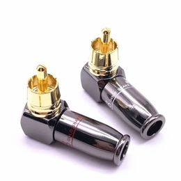 90 Degrees Loafing RCA Head L-Shaped Gun Black Gold-Plated RCA Assembly Elbow Gilt Bronze Lotus Bending RCA Welded Elbow