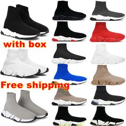 Free Shipping With BOX designer sock shoes trainer Casual shoes for men womens clear sole Black White Beige Lace Neon Yellow mens sports sneakers tennis size 5.5-11