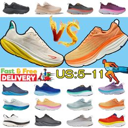 Mens Running Shoes designer sneakers Bondi 8 9 triple black white Harbour Mist Lunar Rock Shell Coral Peach Goblin Blue Yellow womens trainers