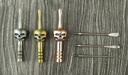Tabacco Dab Tool Skull Bone Wax Oil Vaporizer Smoke Herbs Removal Cleaning Stick for Smoking Pipes Bong Nails Badge Style3333877