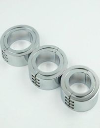 Cockrings Whole Stainless Steel Scrotum Ring Metal Locking Hinged Cock Ring Or Cbt Ball Stretchers Chrome Finish1839253
