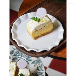 Plates Creative Ceramic Plate Korean Style Ins Simple Porcelain Tableware Cake Dessert Afternoon Tea Steak Kitchen Supplies