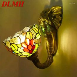 Wall Lamps DLMH Tiffany Elephant Vintage Bedroom Bathroom Mirror Front Lamp El Restaurant Stained Glass