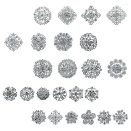 Brooches 24 Pcs Card Installed Rhinestone Brooch Banquet Vintage Decor Clear Rhinestones For Women