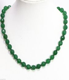 10mm green emerald jade jasper faceted round beads chain necklace 18 inch2258997