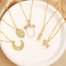 Chains SUNSLL Simple Gold Plated Pendants Necklaces Moon/Bottle/Flowers Cubic Zircon Choker For Women Girls Vintage Party Jewellery