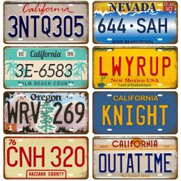Tin Sign New Licence Plate Car Number America Decorative Metal Sign Wall Industrial Decor Artisian US Car Registration State Number Plate Garage decor Size 30X15cm
