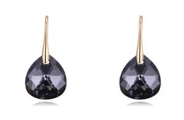 Black Crystals From rovski Drop Earrings For Women Retro Vintage Gold Colour Pendant Hanging Christmas Gifts Wholesale3082686