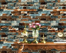 3D culture stone brick wallpaper vintage brick wallpaper cafe bar restaurant clothing store PVC brick wallpaper9206718