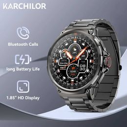 Wristwatches Karchilor MenS Smart s 1.85 Hd Large Screen Health Monitoring Ip67 Waterproof Bluetooth Call Sports d240430