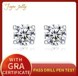 JoyceJelly Classic 925 Sterling Silver Stub Earrings for Women 5mmColor Mossanite Gemstone Fine Jewelery Wedding Gifts1667003