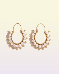 WHOMEWHO Gold Pearl Minimalist Geo Spike Piercing Hoop Earrings Trendy Fashion Korean Party Hiphop Jewelry Bijoux5929980