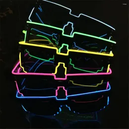 Party Decoration Novel Mosaic LED Light-up Glasses Wireless Glow In The Dark For Rave Funny Neon Christmas Shades Adult Kids