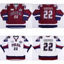 CeoThr Tulsa Oilers Jerseys 22 Gary Steffes White 100% Embroidery cusotm any name any number Mens Womens Youth Hockey Jersey