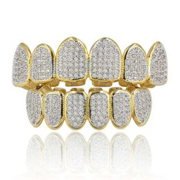 Zircon Grillz Braces Vampire Teeth Hip Hop Personality Fangs Gold Silver Teeth Womenmen Dental Grills Jewelry3073680