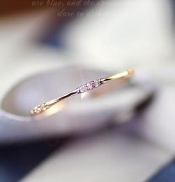 Thin Midi Ring For Women Mini Cubic Zirconia Superfine Finger Ring Rose Gold silver Colour Fashion Jewellery KBR0293222042