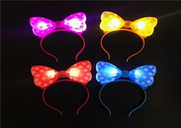 LED Flash Light Emitting Bow Hairpin Headbands for Concert Bar Christmas Party Dance Decorations Props for Girls Women VT01063884869