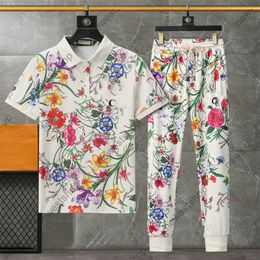 Europe designer womens tracksuits luxury short sleeve sport suit 2 piece sets Streetwear flowers print tracksuit women breathable sportsuits patchwork trousers