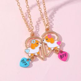 Pendant Necklaces 2Pcs/Set Dogs Friendship Necklace For Friends Fashion Cartoon Cute Dog Heart Shape BFF Children Fine Jewelry