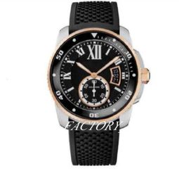 Luxury Black Dial Rose Gold Watch Men 42mm Blue Balloon Sapphire Glass Automatic Mechanical Watch Black Strap Wrisrwatch Rubber St4151368