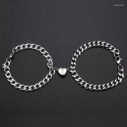 Link Bracelets Fashions Punk Silver Or Glod Colour Chain Couple Bracelet For Women Creativity Romantic Magnet Men Paired Things Fashion