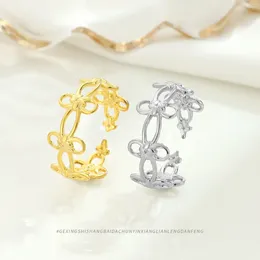 Cluster Rings Elegant And Trendy S925 Sterling Silver Lace Open Ring For Women - High-end Fashionable Tail Jewellery With Unique Charm