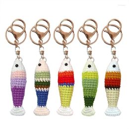 Keychains M2EA Elegant Crochet Fish Bag Accessory Handmade Wool Key Rings Hangings Charm
